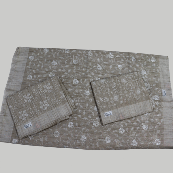 LIGHT GRAY PRINTED COTTON SAREE
